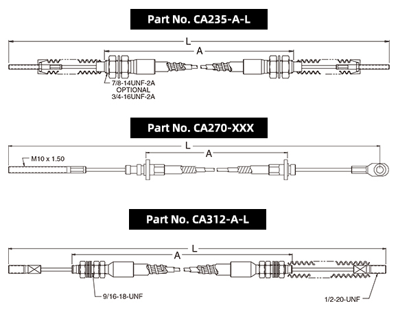 clutch cable end fittings for buses and trucks – clevis, threaded, spherical rod