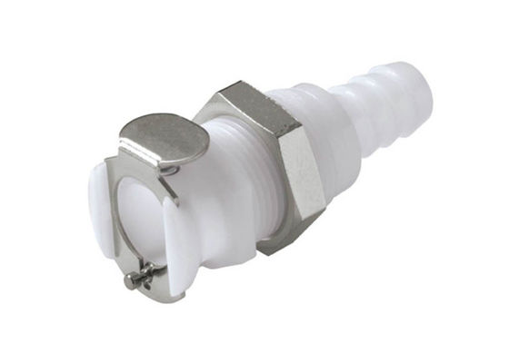 POM Quick Connect Fluid Coupling-Slang Barb Natural White With Vavle