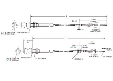 OEM Universal Throttle Control Cable Assembly 565 - 550 Series Standaard Uitgang