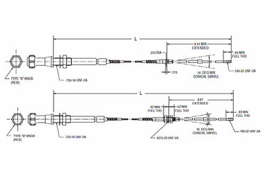 Mengsel 565 - 550 reeks versnellingsschakelkontrolekabel Push Pull Control Kabelkop