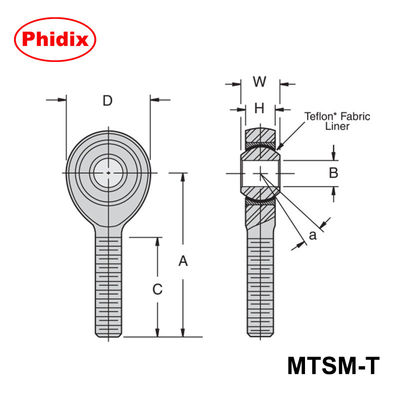 MTSM-T/MTSF-T-serie PTFE-gevoerde staafpunten: hogeprecisionen met weinig onderhoud voor automatisering en zware machines