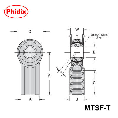 MTSM-T/MTSF-T-serie PTFE-gevoerde staafpunten: hogeprecisionen met weinig onderhoud voor automatisering en zware machines