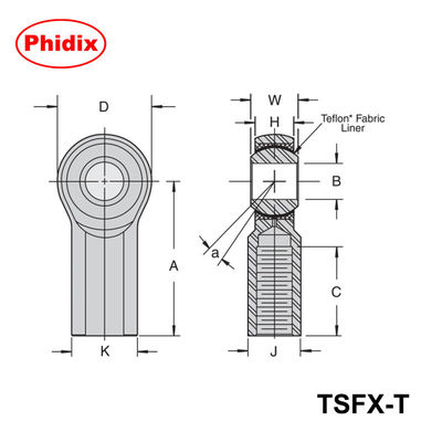TSMX-T/TSFX-T PTFE-gevoer zware staaf eindjes