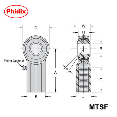 MTSM/MTSF-serie Metalen-metalen staafpunten High-Load Precision Bearings voor industriële toepassingen