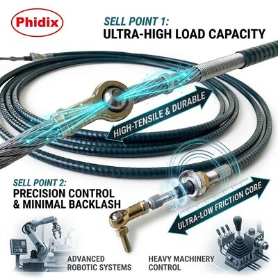 Op maat gemaakte mechanische besturingskabel met geïnstalleerde buigradius tot 5 inch, OEM-goedgekeurd voor precisiebesturingssystemen