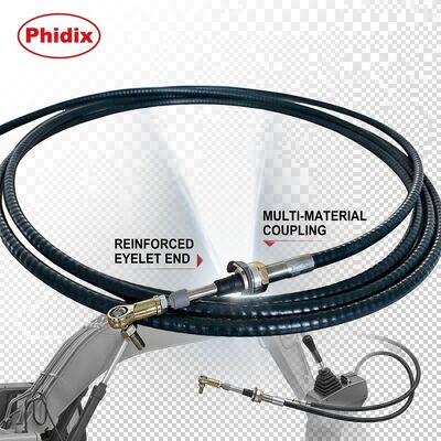 Speciaal ontworpen mechanische bedieningskabel met minimale buigradius van 15 cm, perfect voor complexe mechanische systemen